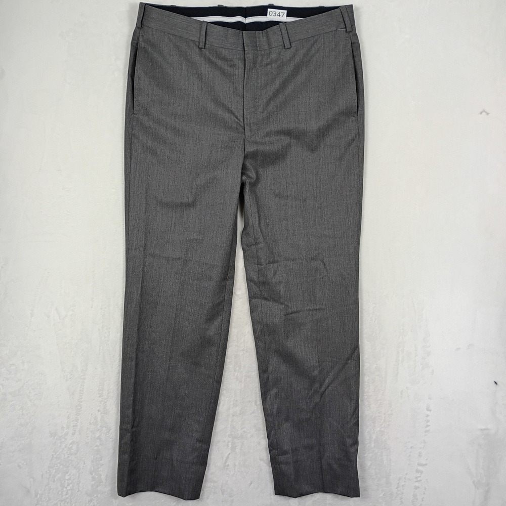 EC by Tom James Dress Pants Mens 36 Grey Flat Front Trousers Work Professional‎